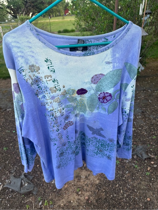 Spenser Jeremy Tops - Spenser Jeremy Lavender Floral Scoop-Neck Long Sleeve Top